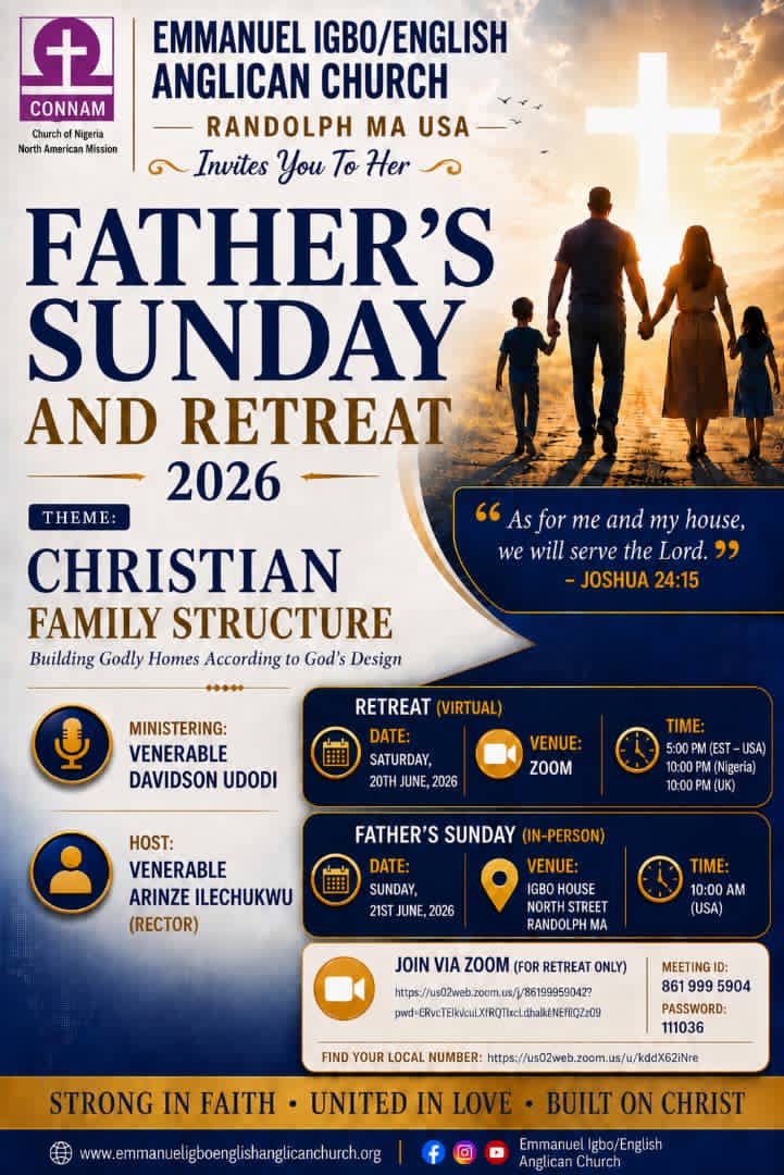Father's Sunday and Retreat 2026 flyer — Christian Family Structure