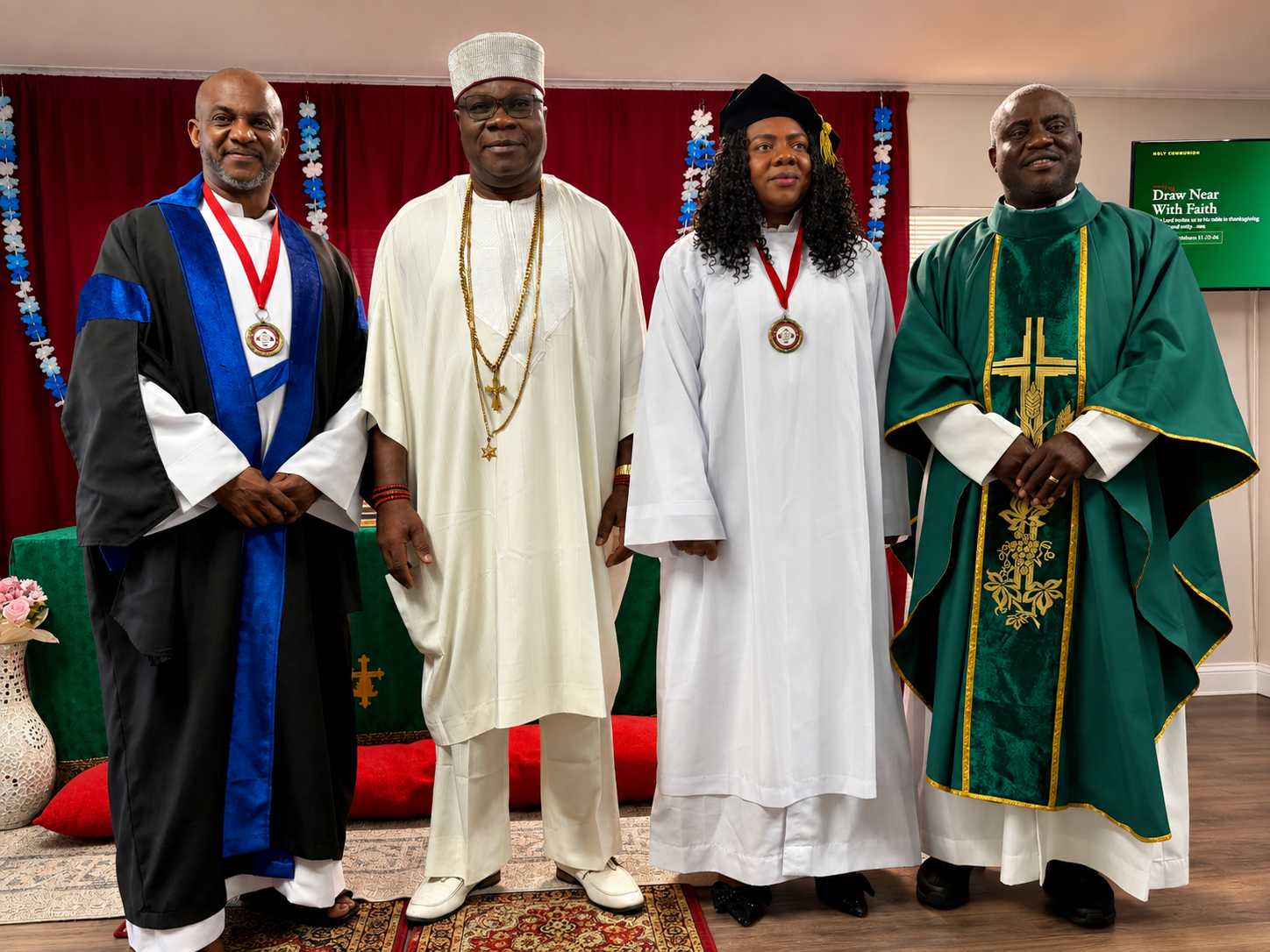 Igwe with the Rector and ministers of Emmanuel Anglican Church