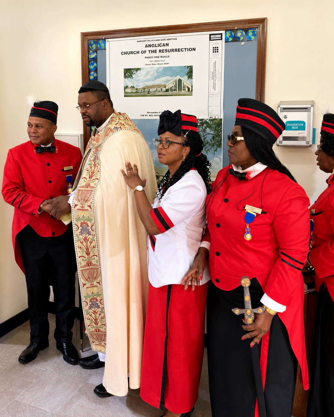 Knights and Dames members gathered with clergy during an investiture moment at Emmanuel Igbo English Anglican Church