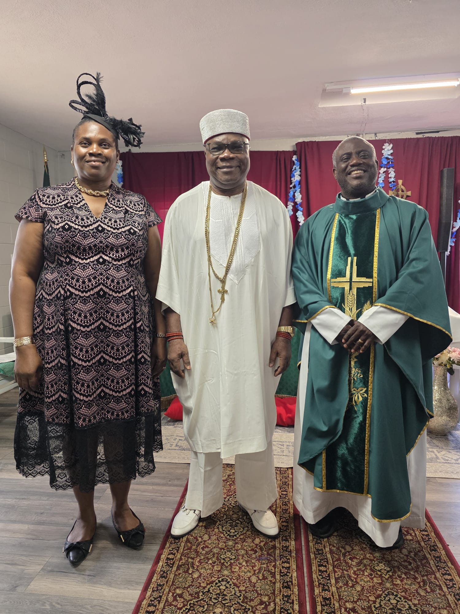 His Royal Majesty with the Rector, Ven A.G.U Ilechukwu, and his wife